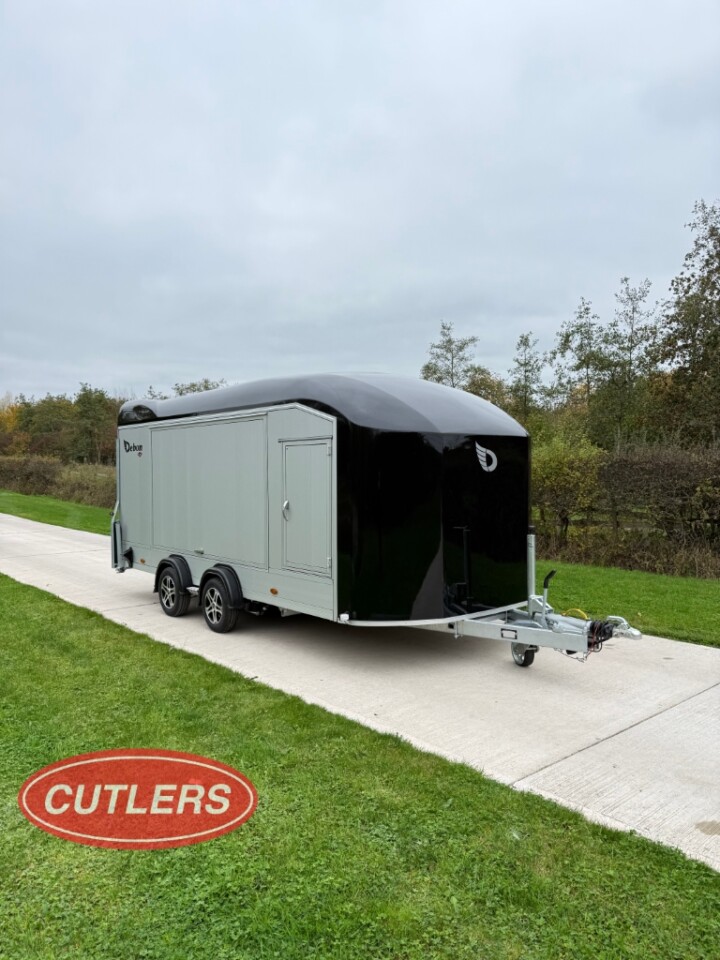 Debon C1000 enclosed car transporter for sale UK rear loading ramp gullwing doors 3500kg