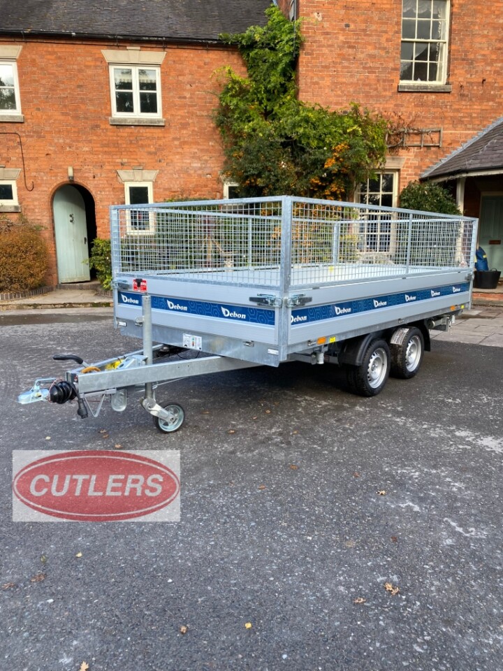 Debon PW3.6 tipper trailer front three quarter view UK